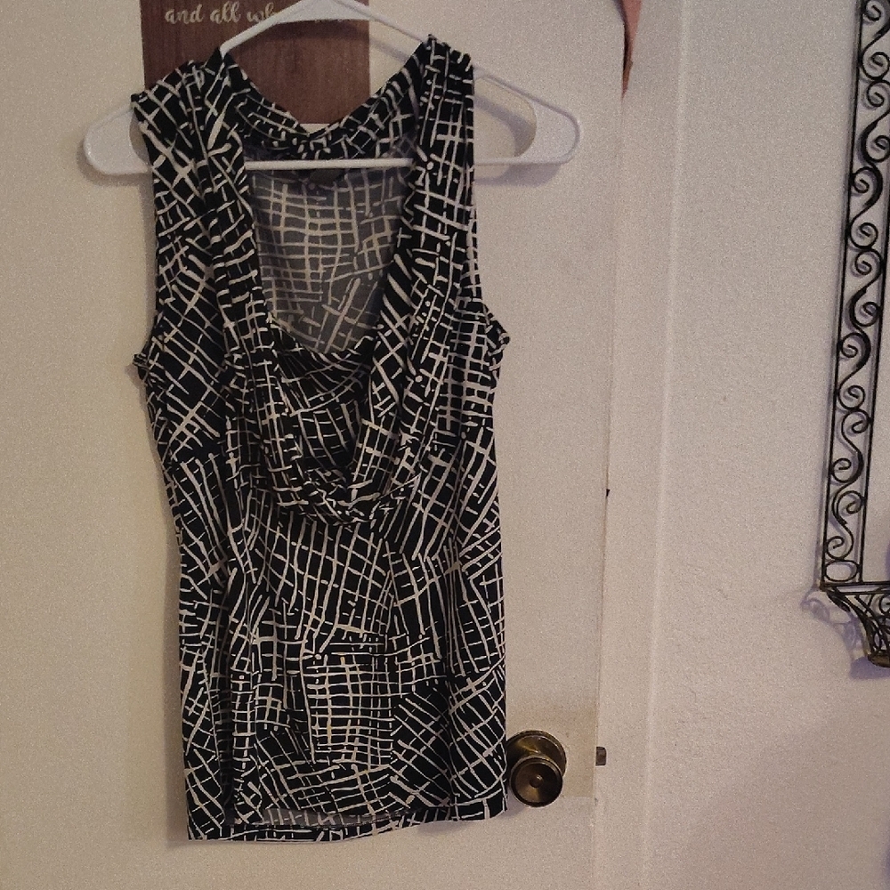 Kenneth Cole Black and White Geometric Tank Top